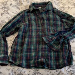 L.L. Bean button plaid flannel